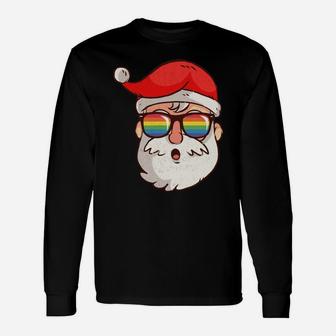[Lgbt] Gay Christmas Santa Claus Pride Rainbow Men Woman Sweatshirt Unisex Long Sleeve | Crazezy
